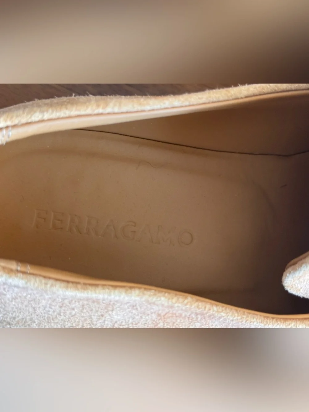 Ferragamo Men's Tan Suede Gancini Bit Loafers Sport Sole Size 8M With Box